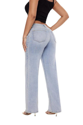 Mid-Low Rise Baggy BBL Jeans Wide Leg for Women
