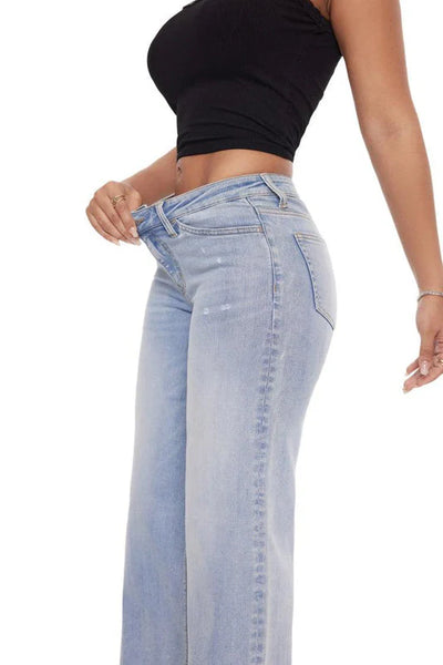 Mid-Low Rise Baggy BBL Jeans Wide Leg for Women