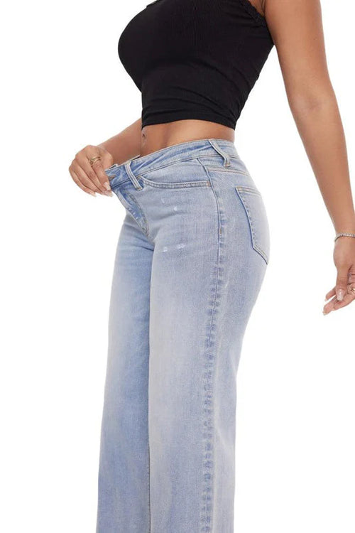 Mid-Low Rise Baggy BBL Jeans Wide Leg for Women